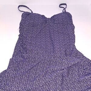 NWT A.C.T. Navy Polka Dot Spaghetti Strap 1pc Swimsuit Size 12